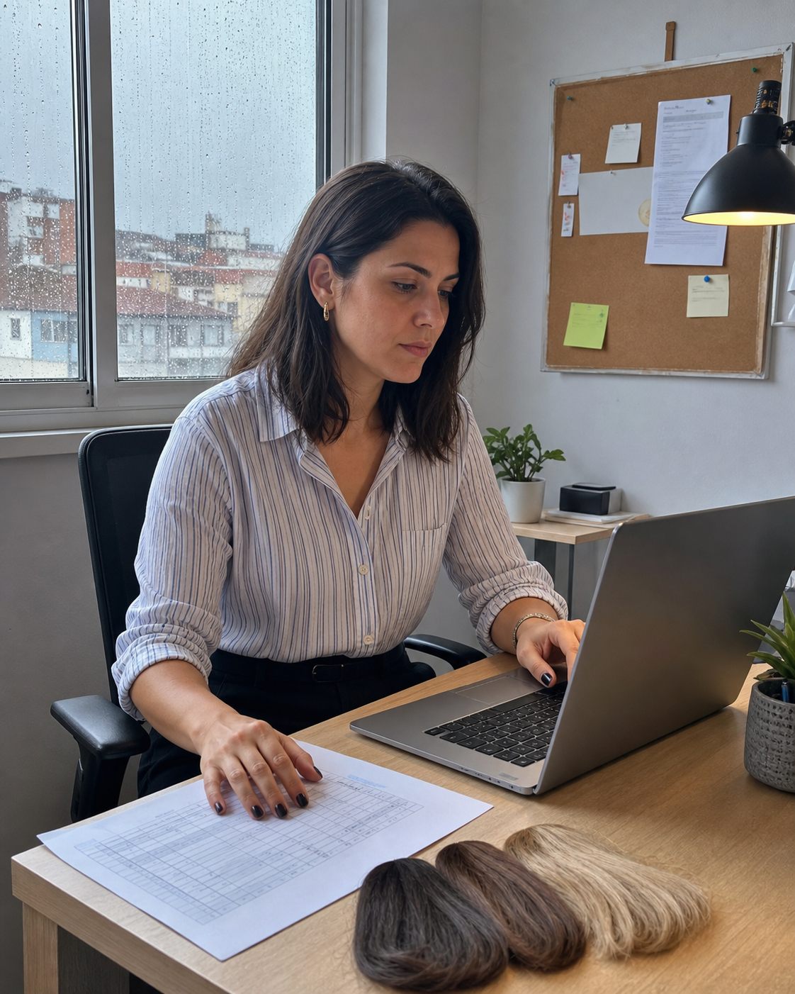 Mulher a calcular preços num computador